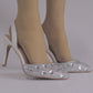 Women Rhinestone Pointed Toe Slingbacks Stiletto High Heels Wedding Sandals
