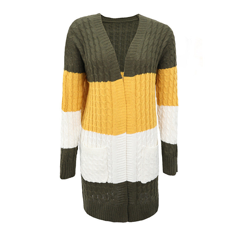 Cardigans Kniting Bicolor Stripes Twist for Women