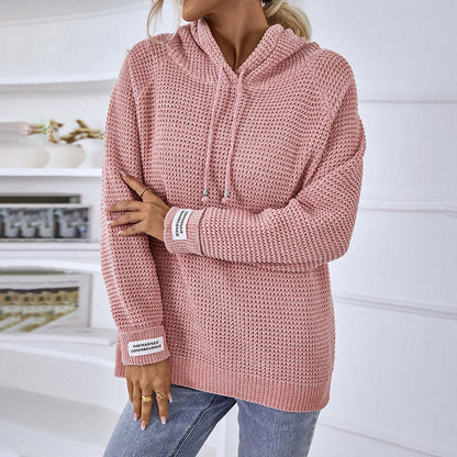 Ladies Sweaters Kniting Pullover Plain Hoods