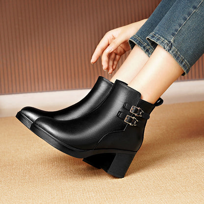 Ankle Boots Warm Fluff Zippers Booties for Women