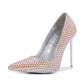 Ladies Glittery Sequins Pointed Toe Shallow Stiletto Heel Pumps