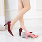 Ladies Pointed Toe Shallow Chunky Heel Pumps