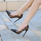 Ladies Bicolor Pointed Toe Leopard Print Shallow Stiletto Heel Pumps