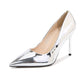 Ladies Glittery Patent Pointed Toe Shallow Stiletto Heel Pumps
