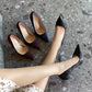 Ladies Embossed Pointed Toe Shallow Stiletto Heel Pumps