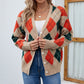 Cardigans Kniting Bicolor Color Blocking Buttons for Women