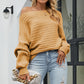 Ladies Sweaters Kniting Round Collar Pullover Plain Off Shoulder
