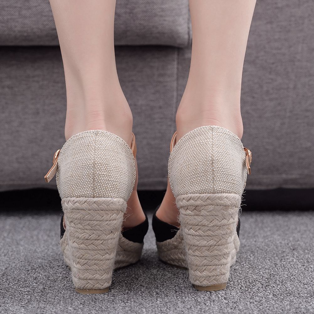 Women Woven Wedge Heel Platform Sandals
