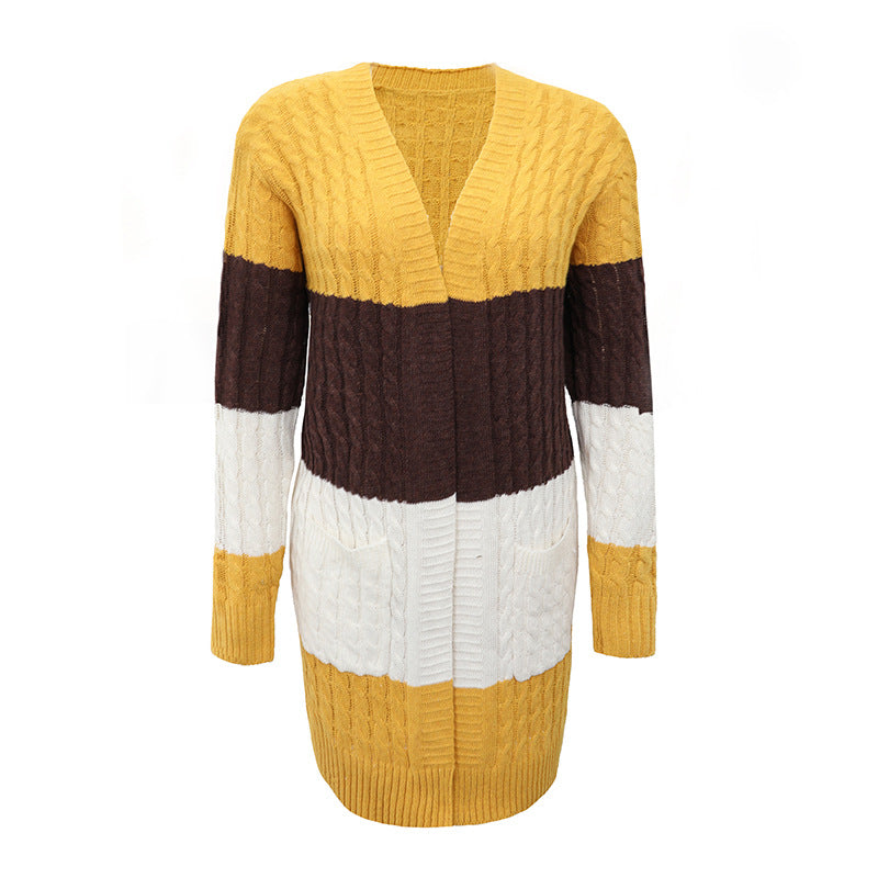 Cardigans Kniting Bicolor Stripes Twist for Women