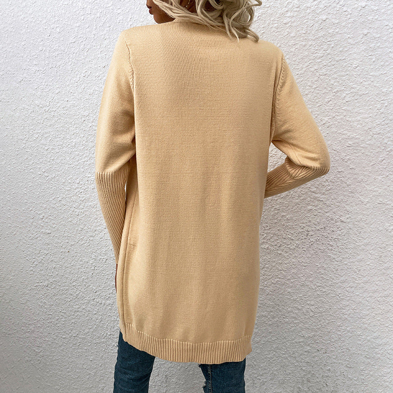 Cardigans Kniting Plain Long Sleeves Pockets for Women