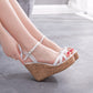 Women Bohemia Cutout Wedge Heel Peep Toe Platform Sandals