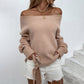 Ladies Sweaters Kniting Pullover Plain Open Shoulders Long Sleeve