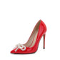 Ladies Pointed Toe Pearls Bow Tie Shallow Stiletto Heel Pumps