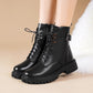 Ankle Boots Warm Fluff Lace-Up Thick Sole Booties for Women