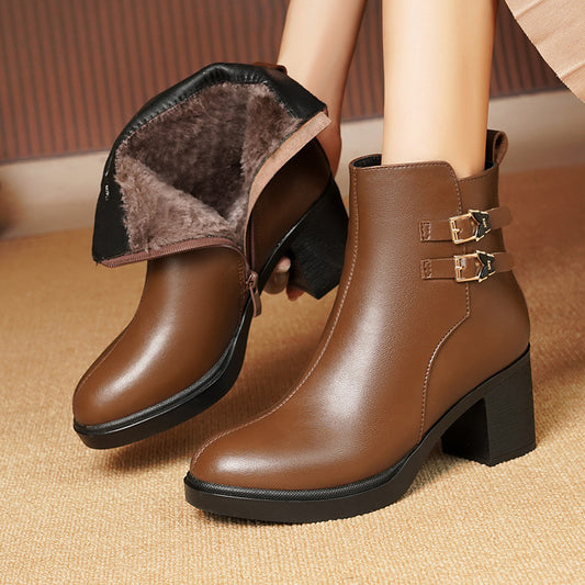 Ankle Boots Warm Fluff Zippers Booties for Women