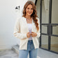 Cardigans Kniting Plain Zippers Round Collar Long Sleeves for Women