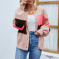 Cardigans Kniting Bicolor Color Blocking Buttons Lantern Sleeves for Women