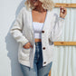 Cardigans Kniting Bicolor Pockets Buttons Long Sleeves for Women