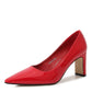 Ladies Pointed Toe Shallow Chunky Heel Pumps