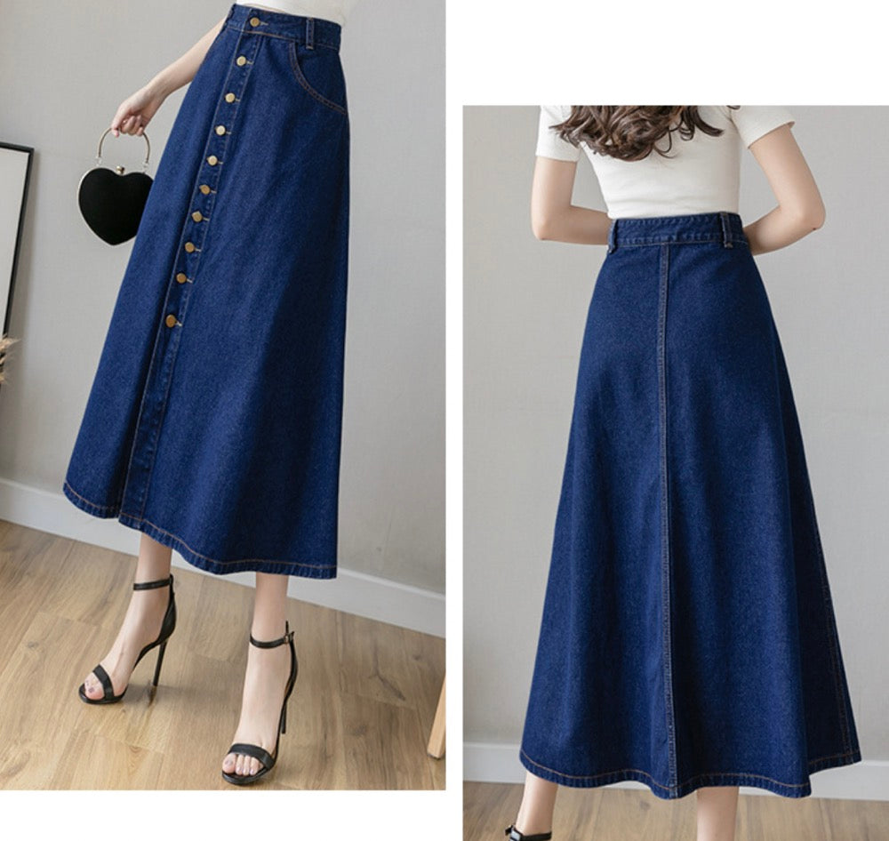 Denim Washable Blue High Waist Elegant Denim Women Skirts