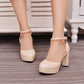 Rhinestone Sandals Ankle Straps Pumps Platform High-heeled Shoes Woman