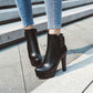 Women's Buckle Zipper High Heels Platform Short Boots