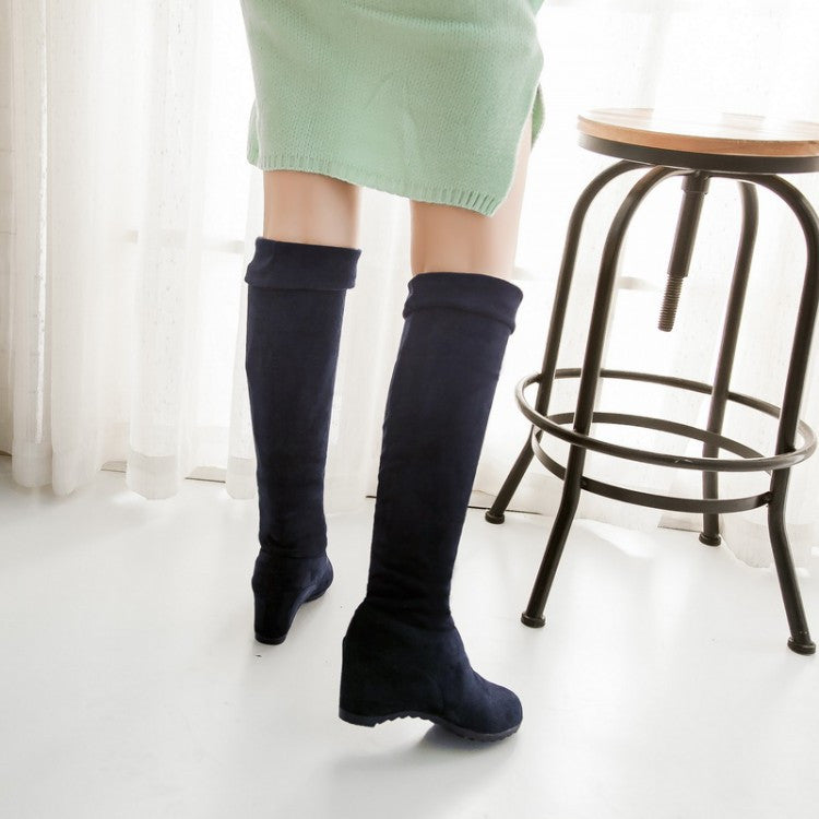 Artificial Suede Over the Knee Boots Wedges Shoes Woman 3341