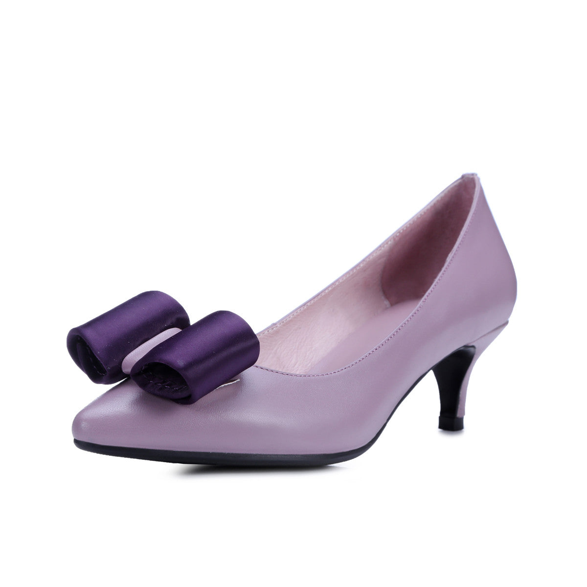 Women's Pumps Bow Genuine Leather High Heels Dress Shoes – Shoeu