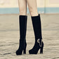 Chians Platform Knee High Boots Black Zipper High Heels Shoes Woman 3284 3284