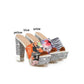 Women Slippers Glitter High Heels Flower Printed Platform Shoes Woman 9940