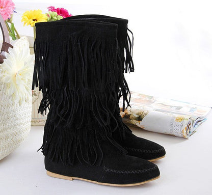 Buckle Tall Boots Side Zipper PU Leather Motorcycle Boots Women Shoes