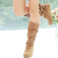 Artificial Suede Women Knee High Boots Wedges Shoes Woman 2016 3388