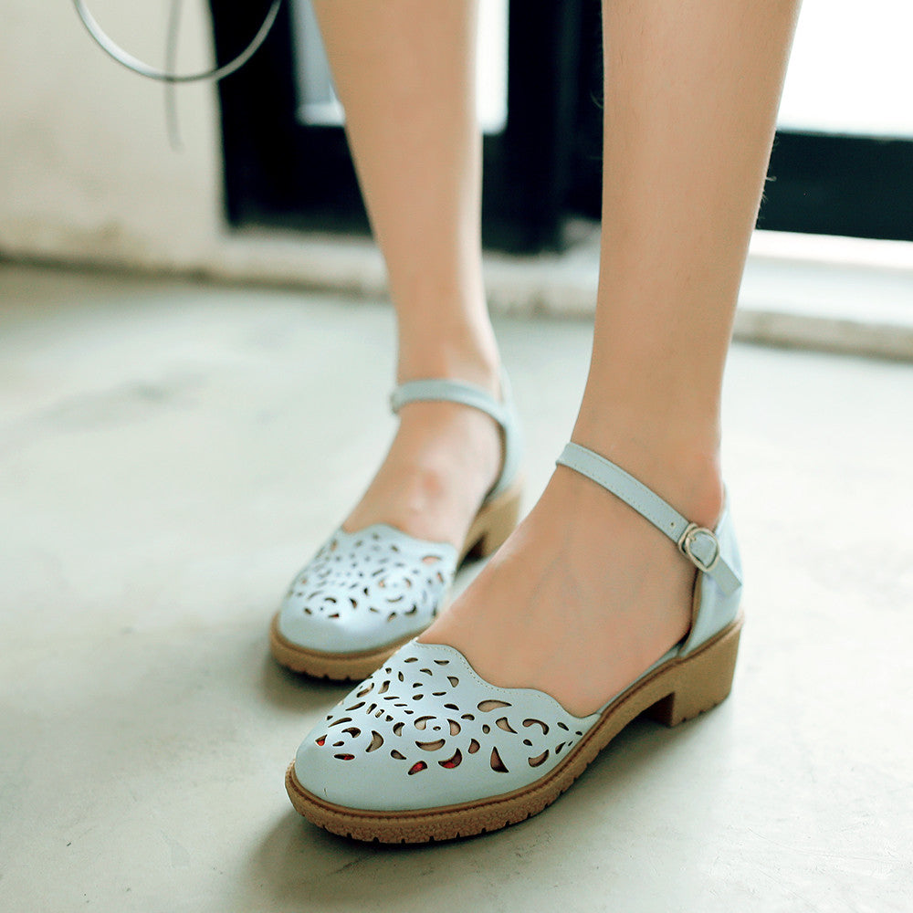 Summer Ankle Straps Sandals Casual Low-heeled Shoes Woman