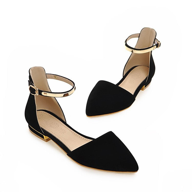 Pointed Toe Ankle Strap Flats Sandals Women 7650