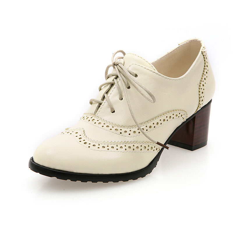 Retro Lace Up Women Pumps High Heels Platform Shoes 5784 – Shoeu