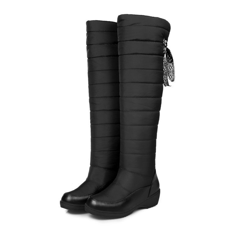 Down Platform Wedge Snow Boots Women Knee High Boots Shoes 9667