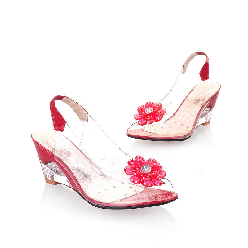 Flower Wedges Sandals Women Crystal Shoes Woman