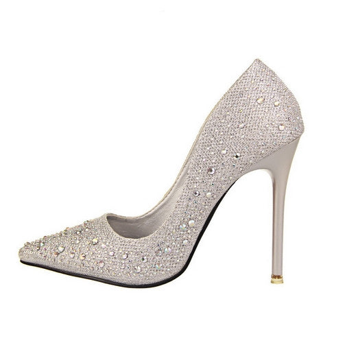 Wedding Pointed Toe Women Pumps High Heels Stiletto Heel Crystal Shoes Woman