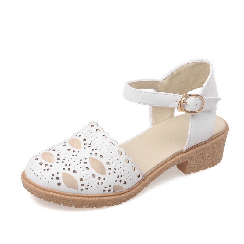 High Heels Hollow Out Sandals Ankle Straps Women Shoes