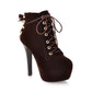 Women Lace Up High Heels Platform Ankle Boots Stiletto Heel 5060