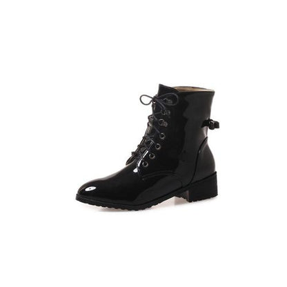 Round Toe Lace Up Women's High Heeled Ankle Boots