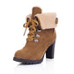 Lace Up Ankle Boots Artificial Suede Platform High Heels Shoes Woman 3325