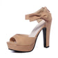 Bow Ankle Straps Platform Sandals Chunky Pumps Heel Shoes 6049