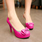 Round Toe Bowtie Women Platform Pumps High Heels Spike Jelly Shoes Woman