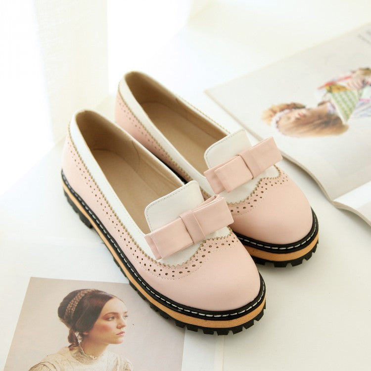 Mixed Color Bow Women Flats Shoes 8520