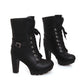 Lace Up Buckle Women Platform Boots High Heels Shoes Woman 3355