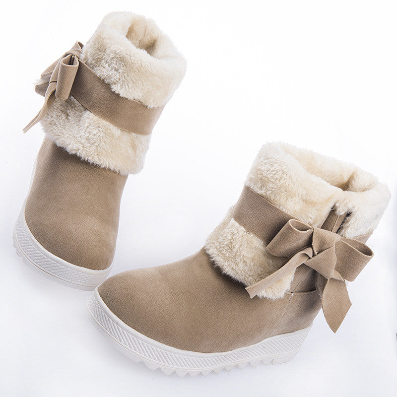 Bowtie Fur Snow Boots Platform High Heels Winter Shoes Woman 3320 3320
