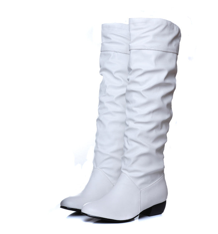 Knee High Boots PU Leather Rubber Sole Women Shoes – Shoeu