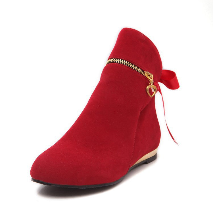 Ribbons Bow Ankle Boots Flats Heels Women Shoes 9168 – Shoeu