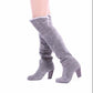 Buckle Women Knee High Boots Winter Artificial Suede High Heels Shoes Woman  3345